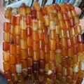 Macro view of orange carnelian cylindrical beads for DIY jewelry making - Cylinder / 6*10mm (Approx. 39 Pieces/Pack) / Red Agate