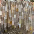 Macro detail of cylindrical natural stone agate beads for DIY jewelry making projects - Cylinder / 6*10mm (Approx. 39 Pieces/Pack) / Grey Agate