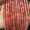 Close-up of pink quartz cylinder beads for DIY jewelry making - Cylinder / 6*10mm (Approx. 39 Pieces/Pack) / Watermelon red