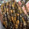 Natural tiger eye stone cylinder beads for DIY jewelry making detail view - Cylinder / 6*10mm (Approx. 39 Pieces/Pack) / Tiger Eye