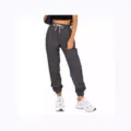 Women High Waisted Drawstring Cuffed Sweatpants Casual Solid Jogger Pants Sport Trousers - S / Dark Gray