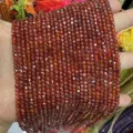 Close-up of faceted square brown zircon beads for DIY jewelry making accessories - Approx 2mm (Approx 175 Pieces) / Deep Red Zirconia