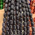Macro view of glittering blue sandstone barrel beads for DIY jewelry making accessories - 10x14mm (Approx 28 Pcs/Strand) / Blue Sandstone
