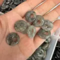 Natural grey stone beads with off-center hole for DIY bracelet necklace making - Grey Labradorite