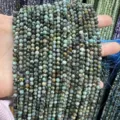Faceted natural stone beads for DIY jewelry making, green turquoise style strands. - Natural African Turquoise Round Beads / 2mm Faceted (Approx. 170 Beads/Strand)