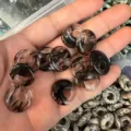 Natural stone off-center Ping'an Kou beads for DIY bracelet and necklace jewelry - Black Watermelon Stone