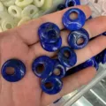 Natural blue lapis lazuli offset hole donut beads for DIY bracelet and necklace making - Synthetic Lapis