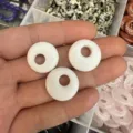 High quality white natural stone eccentric hole donut bead for DIY jewelry making crafts - Porcelain White