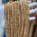 Faceted orange natural stone agate beads strand for DIY bracelet jewelry making - 2mm Faceted (Approx. 170 Beads/Strand) / Natural Red Aventurine