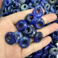 Natural blue lapis lazuli eccentric hole donut beads for DIY bracelet jewelry making - Natural Lapis Lazuli