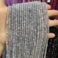 Faceted natural moonstone beads strands for DIY jewelry making in light blue - 2mm Faceted Round Beads (Approx. 170 Pieces/Pack) / Natural Labradorite