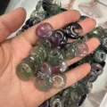 Assorted natural fluorite agate beads with off-center hole for DIY jewelry making - Purple Fluorite