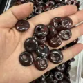 Dark red natural agate stone off-center donut beads for DIY jewelry bracelet making - Flower Red Stone