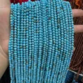Natural faceted light blue stone round beads for DIY jewelry making necklaces and bracelets - 2mm Round Beads (Approx. 170 Pcs/Strand) / Blue Turquoise