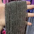 Faceted metallic grey natural stone beads strands for DIY necklace and bracelet making - Natural Pyrite Round Beads / 2mm Faceted (Approx. 170 Beads/Strand)