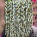 Faceted natural stone beads in mixed light green and brown for DIY jewelry making projects - Natural Green Opal Round Beads / 2mm Faceted (Approx. 170 Beads/Strand)