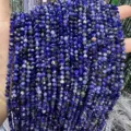 Faceted deep blue natural stone round beads strands for DIY jewelry making crafts - Natural Blue Vein Stone Round Beads / 2mm Faceted (Approx. 170 Beads/Strand)