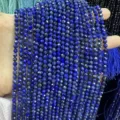High-quality natural blue faceted stone beads for DIY bracelet and jewelry making - 2mm Faceted Round Beads (Approx. 170 Pieces/Pack) / Natural Lapis Lazuli