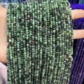 Faceted natural green zoisite gemstone beads for DIY jewelry making - Ruby Zoisite Round Beads / 2mm Faceted (Approx. 170 Beads/Strand)