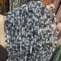 Faceted natural black and white rutilated quartz beads for DIY jewelry making accessories - Round Beads / 2mm Faceted Round Beads (Approx. 170 Pieces Per Strand) / Black Rutilated Pattern