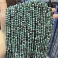 Strings of faceted natural green agate beads for DIY necklace and bracelet jewelry making - Round Beads / 2mm Faceted Round Beads (Approx. 170 Pieces Per Strand) / Green Grass Pattern