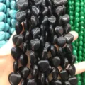 16mm gepolijste zwarte natuurlijke agaat hartvormige losse kralen voor DIY sieraden maken - Zwarte agaat