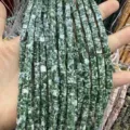 Natural green marbled 4mm square stone cube beads for DIY jewelry bracelet craft - Natural Green Spotted Stone