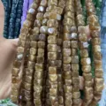 Perle in calcedonio naturale quadrate oro bruno 8mm per la creazione di gioielli fai da te - 8mm (circa 45 pezzi) / Marrone chiaro