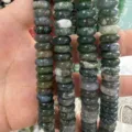 Natural green stone abacus spacer beads 4x10mm for DIY bracelet and necklace jewelry making - 50 Pieces/Pack / 4x10mm / Moss Agate