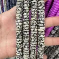 Natural dalmatian jasper disk spacer beads 4x10mm for DIY jewelry making and crafts - 50 Pieces/Pack / 4x10mm / Spotted Stone