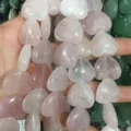 Rozenkwarts hart kralen voor doe-het-zelf sieraden - Rozenkwarts
