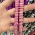 Natural pink stone rondelle spacer beads 4x10mm for DIY bracelets and jewelry accessories - 50 Pieces/Pack / 4x10mm / Pink Jade