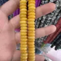 Bright yellow 4x10mm natural stone flat spacer beads for DIY necklace and bracelet - 50 Pieces/Pack / 4x10mm / Topaz