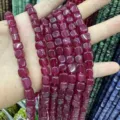 Perle di pietra naturale rossa quadrate da 8 mm per la creazione di gioielli artigianali - 8mm (circa 45 pezzi) / Borgogna