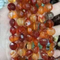 Faceted natural red agate round cake beads for DIY jewelry making accessories - 8*8mm*5mm (Approx. 25 Pcs/Strand) / Red Agate