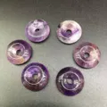 Close-up of natural 15mm amethyst ping an kou donut beads for jewelry making - 15mm / Purple Crystal