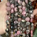 Natural faceted rhodonite stone beads in pink and black for custom DIY jewelry making - 8*8mm*5mm (Approx. 25 Pcs/Strand) / Black Veined Rhodonite