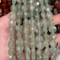 Green faceted disk natural stone beads for DIY jewelry making, semi-finished gemstone spacers - 8*8mm*5mm (Approx. 25 Pcs/Strand) / Green Aventurine