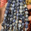 Faceted blue and white natural stone disc beads for DIY jewelry making accessories - 8*8mm*5mm (Approx. 25 Pcs/Strand) / Blue Spot Stone