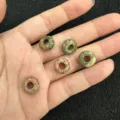 Perle di abaco in pietra naturale unakite con grande foro da 5mm per gioielli fai da te - 6mm x 12mm / 10 Pezzi/Pacco / Pietra Verde Fantasia