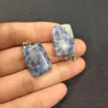 Colgante rectangular de piedra sodalita natural azul y blanca para collar de mujer - 10 Piezas / Piedra de Puntos Azules