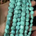 High-quality turquoise color faceted round disk beads strands for DIY jewelry making crafts - 8*8mm*5mm (Approx. 25 Pcs/Strand) / Green Turquoise