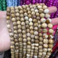 Facettierte Natursteinperlen aus Jaspis für DIY-Schmuck in erdigen Brauntönen - Natürlicher Bilderjaspis