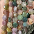 Faceted natural stone disc beads in mixed colors for DIY jewelry making accessories - 8*8mm*5mm (Approx. 25 Pcs/Strand) / India Agate