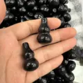 Glänzender schwarzer Stein Anhänger in Flaschenkürbis-Form für DIY Schmuckherstellung - Ca. 18*30mm / Obsidian