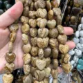 16mm hartvormige houtnerf jaspis natuursteen kralen voor handgemaakte DIY-sieraden - Landschap Jaspis