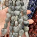 Natuurlijke grijze stenen hartvormige kralen voor sieraden maken, 16mm en 20mm - Labradoriet