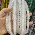 Perle quadrate in pietra naturale bianca traslucida da 8 mm per creazione di gioielli fai da te - 8mm (circa 45 pezzi) / Agata