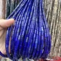 Detailed view of 4x9mm blue natural lapis lazuli tube beads for handmade jewelry crafts - Rectangle Strip (Length 38cm) / Lapis Lazuli
