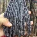 High-quality 4x9mm natural stone cylinder beads for handmade DIY jewelry accessories - Rectangle Strip (Length 38cm) / Larvikite